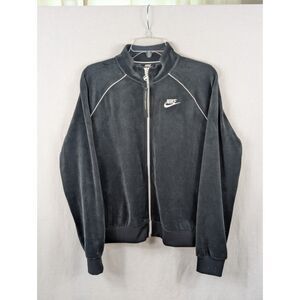 Y2K Nike Full Zip Velour Jacket Standard Fit Black Women's Size XL NWT